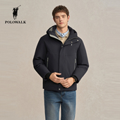 90鸭绒撞色抽绳连帽羽绒服外套 新品 POLOWALK男式 羽绒服2025冬季