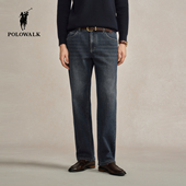 商务休闲复古蓝直筒牛仔长裤 POLOWALK男式 子 裤 新品 牛仔裤 2026春季