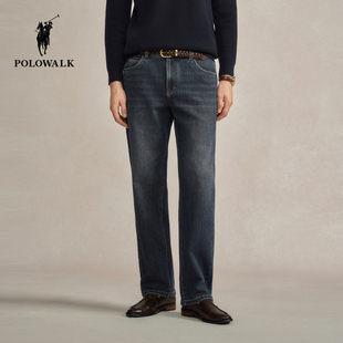 商务休闲复古蓝直筒牛仔长裤 POLOWALK男式 新品 2025秋冬裤 子 牛仔裤