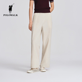 休闲裤 2026春夏裤 新品 POLOWALK女式 松紧腰直筒简约百搭休闲长裤