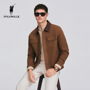 复古撞色翻领工装 新品 风百搭休闲外套 外套2026春季 POLOWALK男式