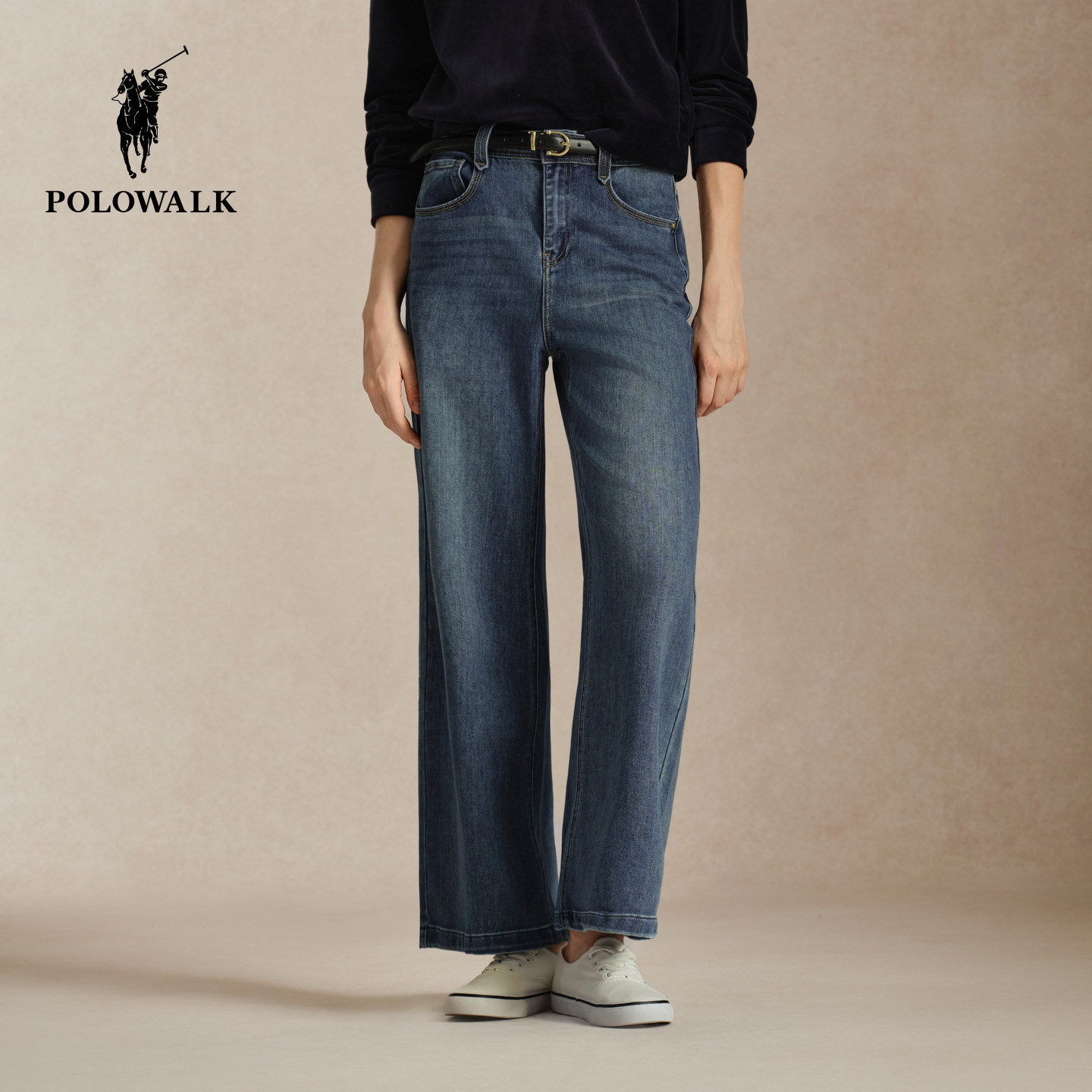 POLOWALK女式牛仔裤2026秋冬裤新品修身经典显瘦时尚喇叭裤