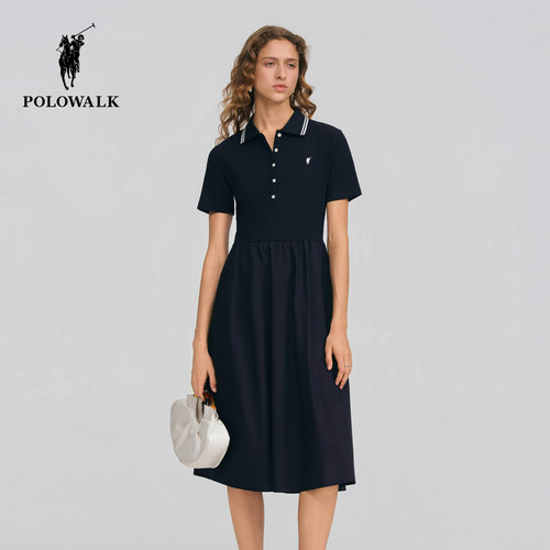 POLOWALK翻领短袖针织裙