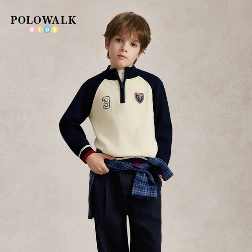 POLOWALK男童净色针织衫
