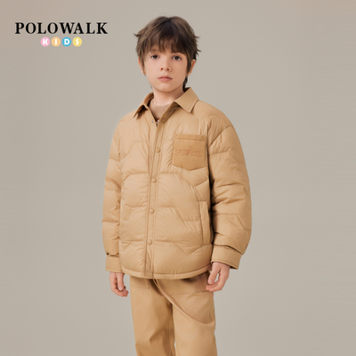 POLOWALK童装男童羽绒服2025秋冬新品翻领90鸭绒外套男童羽绒服