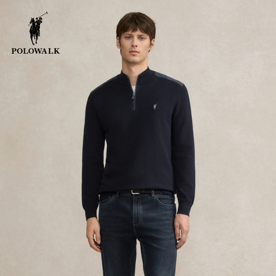 【5A抗菌】POLOWALK男装针织衫2025秋季新品商务半拉链立领针织衫