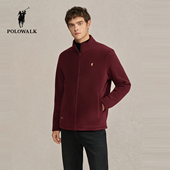 新品 POLOWALK男式 外套2025冬季 百搭舒适加绒休闲立领摇粒绒外套