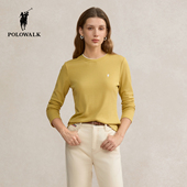 打底衫 POLOWALK女式 女 新品 简约内搭圆领套头修身 长袖 T恤2025秋季