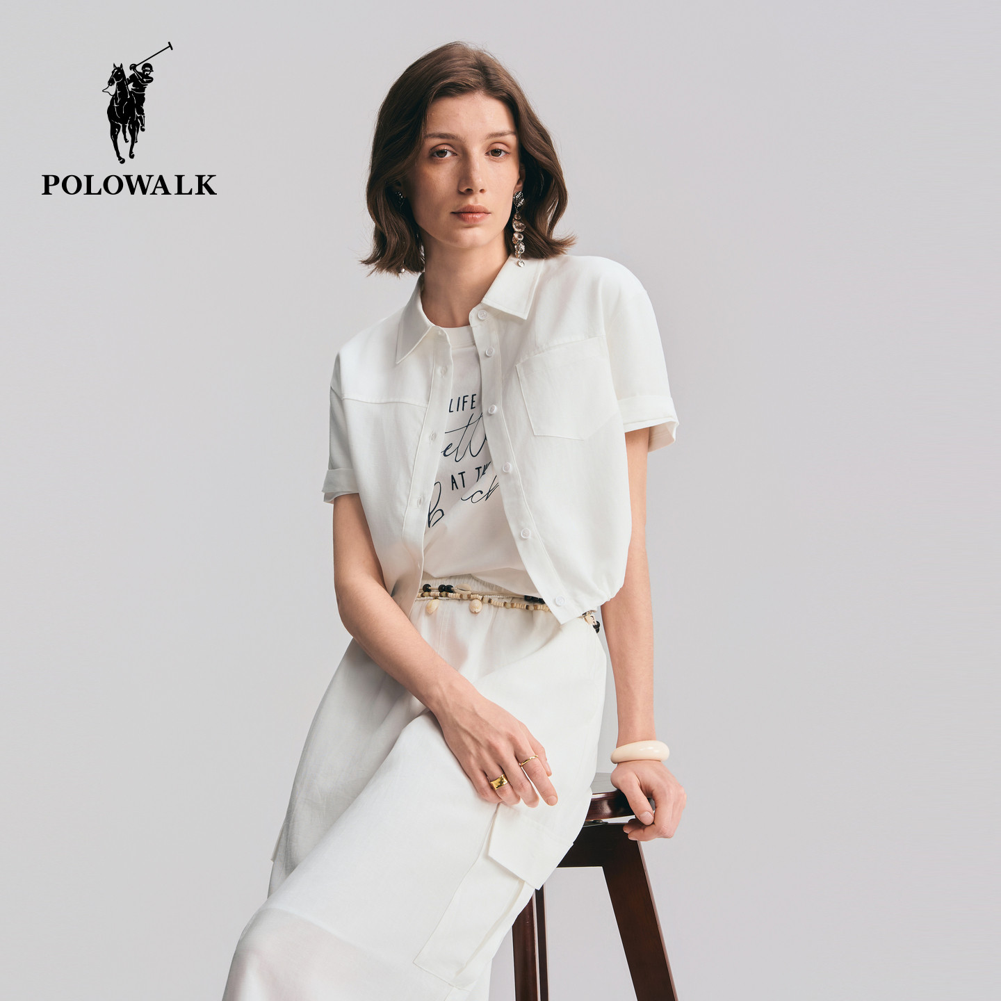 POLOWALK女式短袖衬衫图片