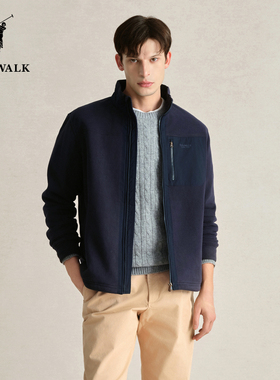 POLOWALK男士行政夹克外套秋冬新款立领纯色简约时尚外套男