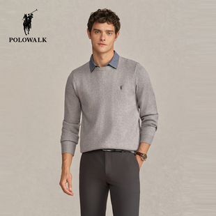 POLOWALK男式针织衫2025冬季新品时尚绅士假两件翻领套头针织衫男