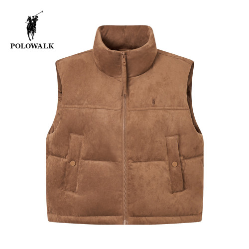 【90鸭绒】POLOWALK女式羽绒马夹2026冬季新品复古立领保暖背心