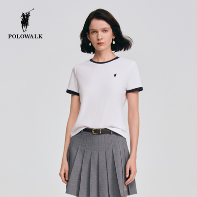 POLOWALK女式短袖T恤圆V领