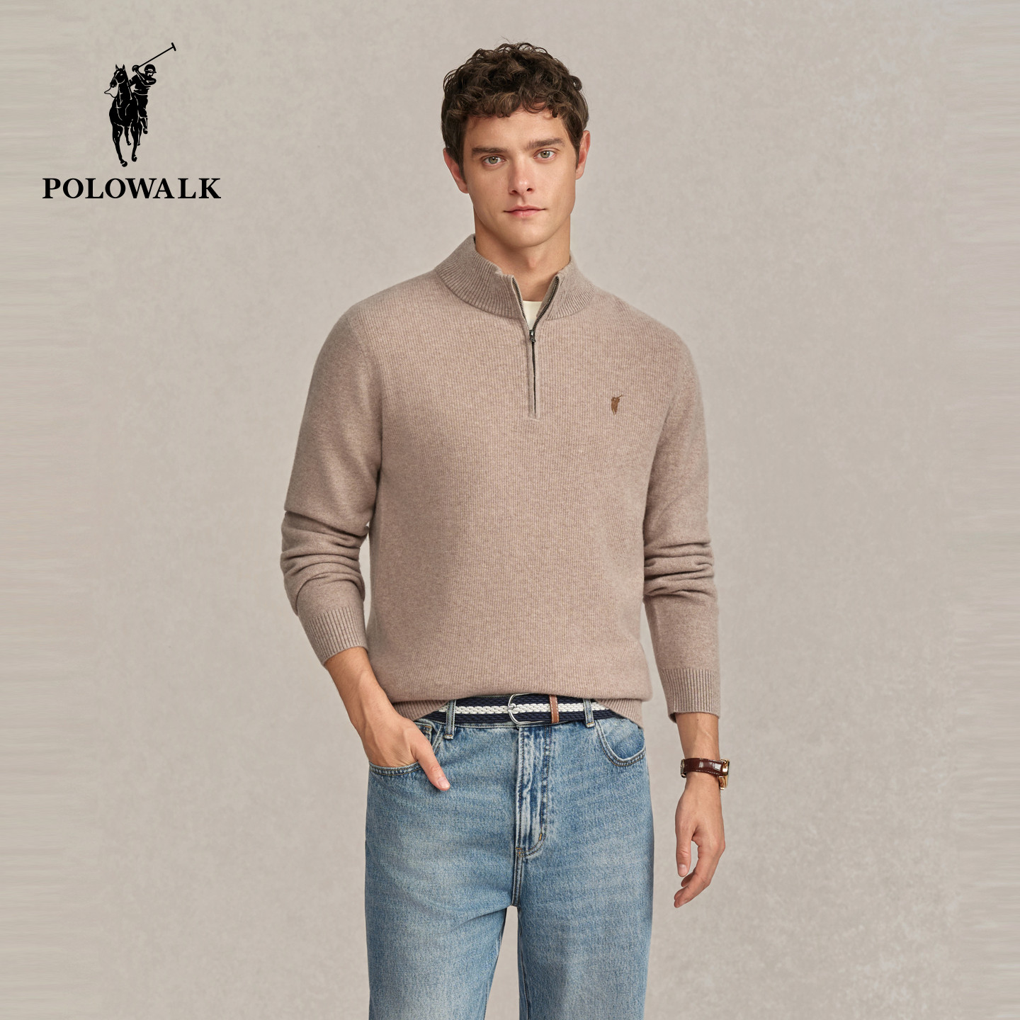 【100%绵羊毛】POLOWALK男式羊毛衫2025冬季新品巴恩