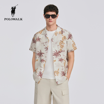 POLOWALK印花翻领短袖衬衫