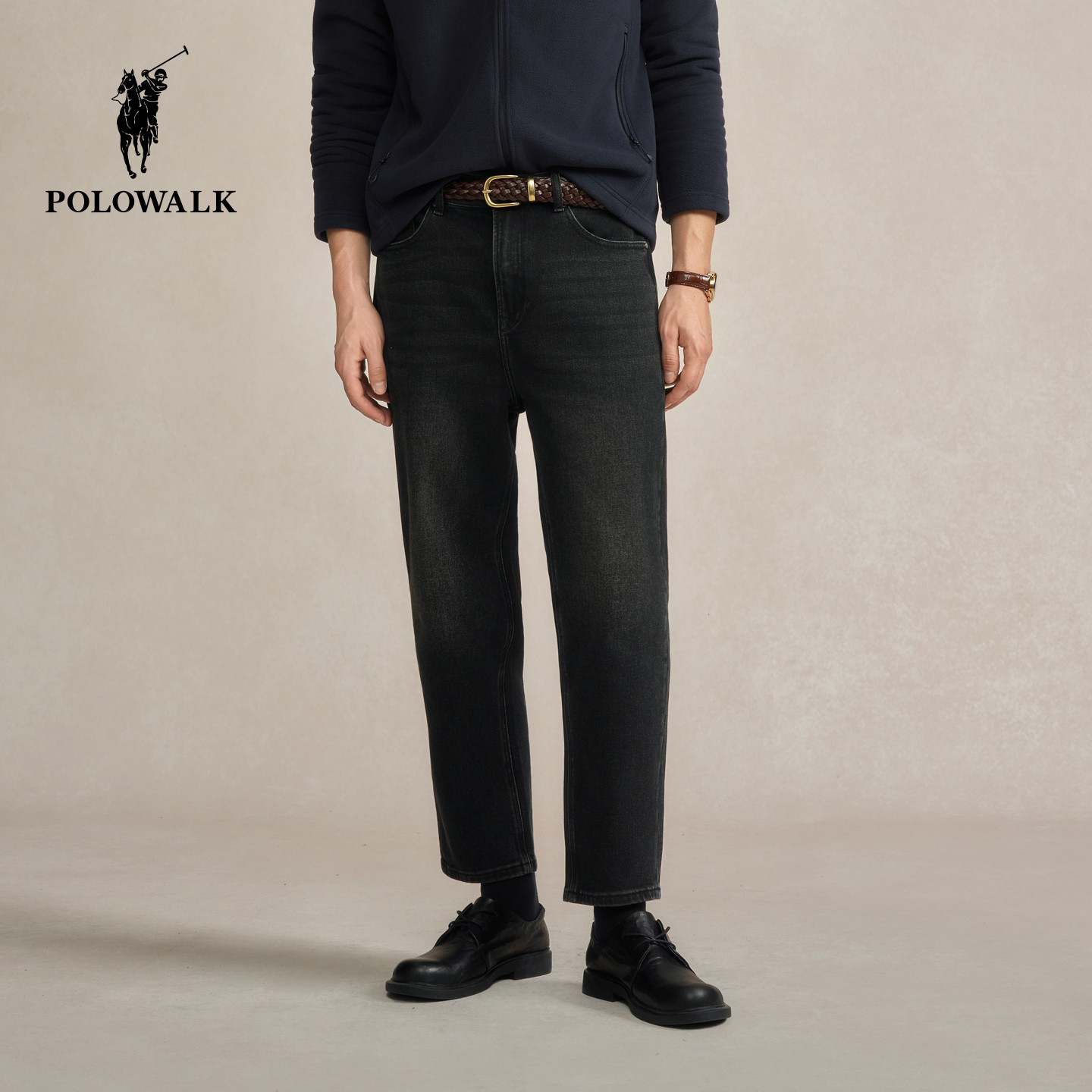 POLOWALK男式牛仔裤2025秋冬裤新品商务绅士修身直筒深色牛仔长裤,男装,牛仔裤,淘宝优惠券,粉丝福利购,淘宝优惠卷