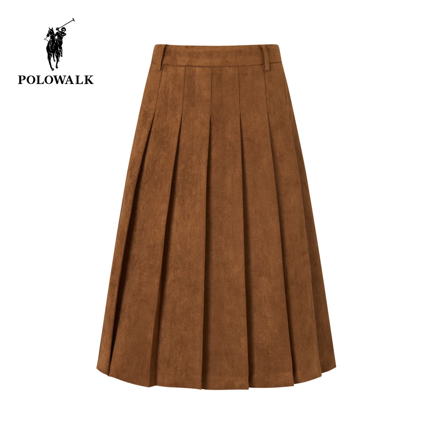 POLOWALK女式半裙2026春季裤新品女装淑女中腰百褶显瘦半身裙