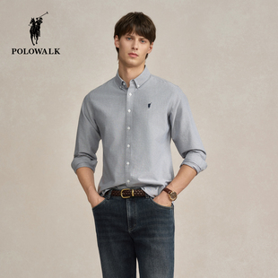 长袖 POLOWALK男式 衬衫 2025秋季 牛津纺纽扣领衬衣 新品 100%棉