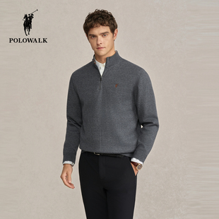 针织衫 半拉链套头加绒针织衫 2025冬季 绅士风经典 新品 POLOWALK男式