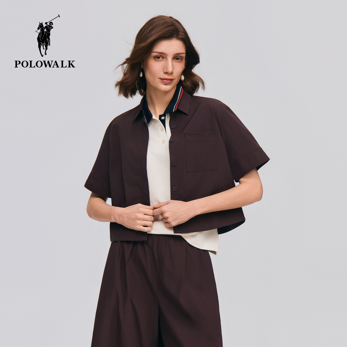 POLOWALK女式短袖衬衫图片