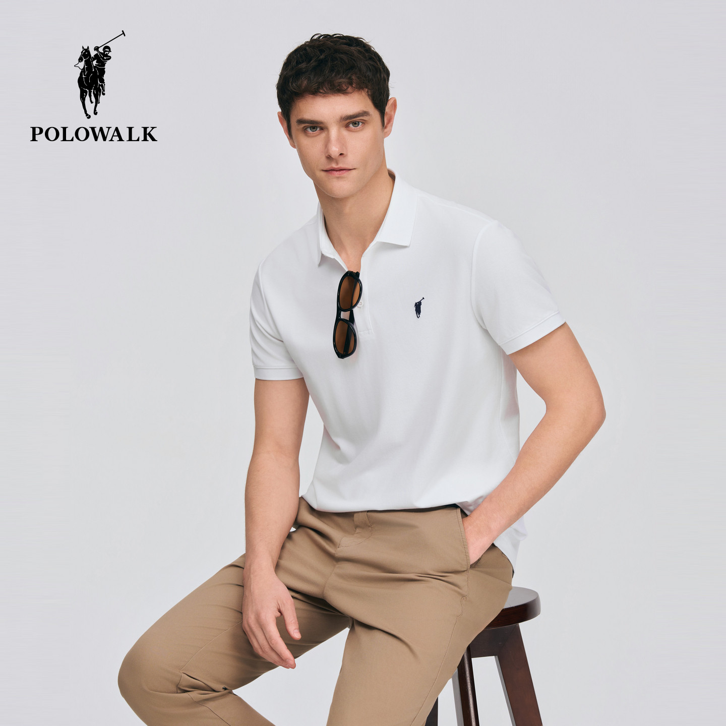 POLOWALK男式短袖POLO衫2026春季新品休闲纯色百搭经典短袖POLO衫