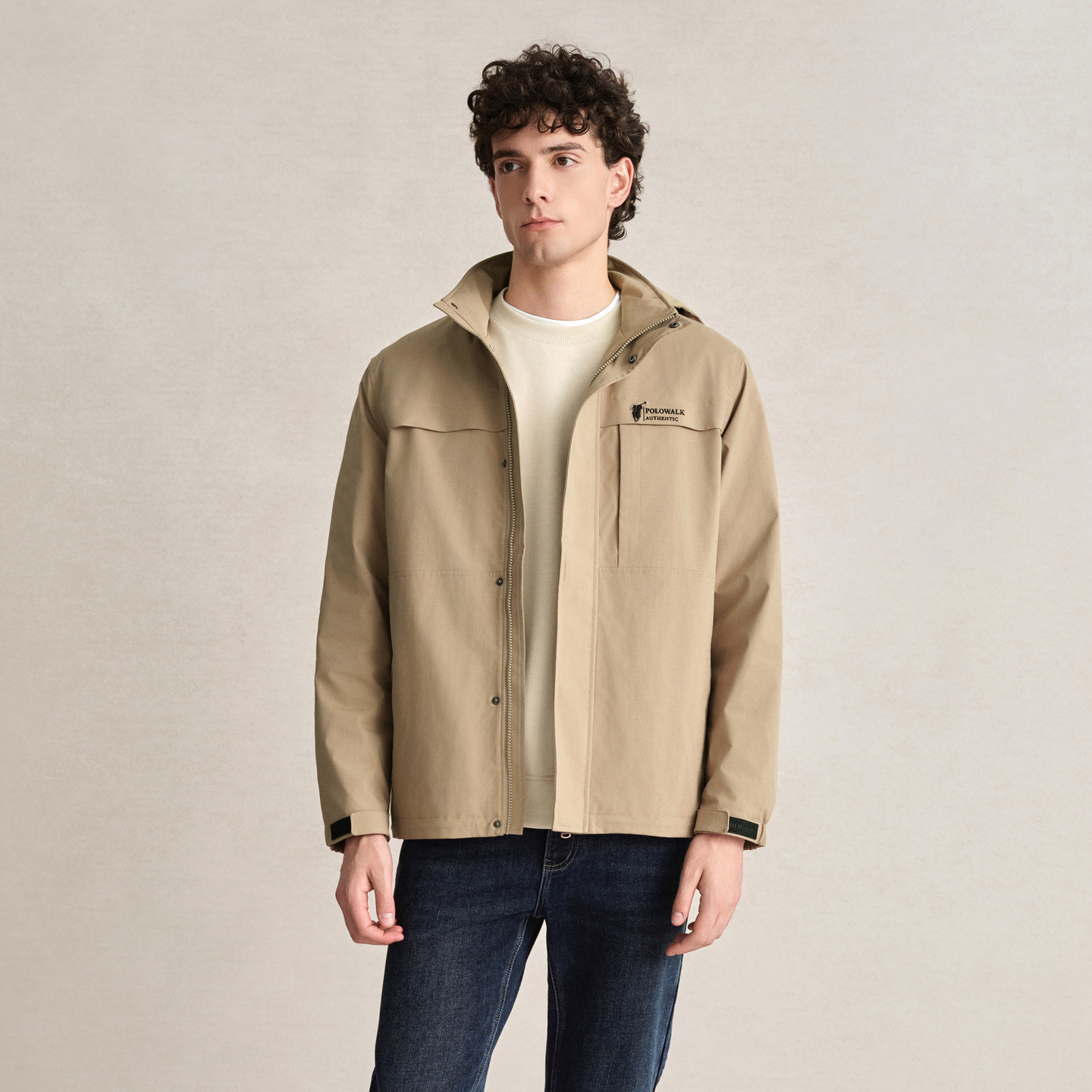 纯色简约时尚外套立领连帽