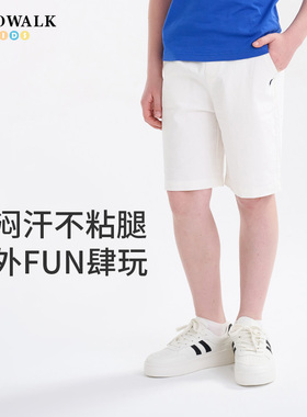 POLOWALK童装新品夏季短裤休闲裤男童白色裤子亲肤舒适户外休闲