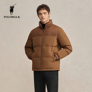 POLOWALK男式短款面包羽绒服2025冬季新品90鸭绒立领羽绒服外套