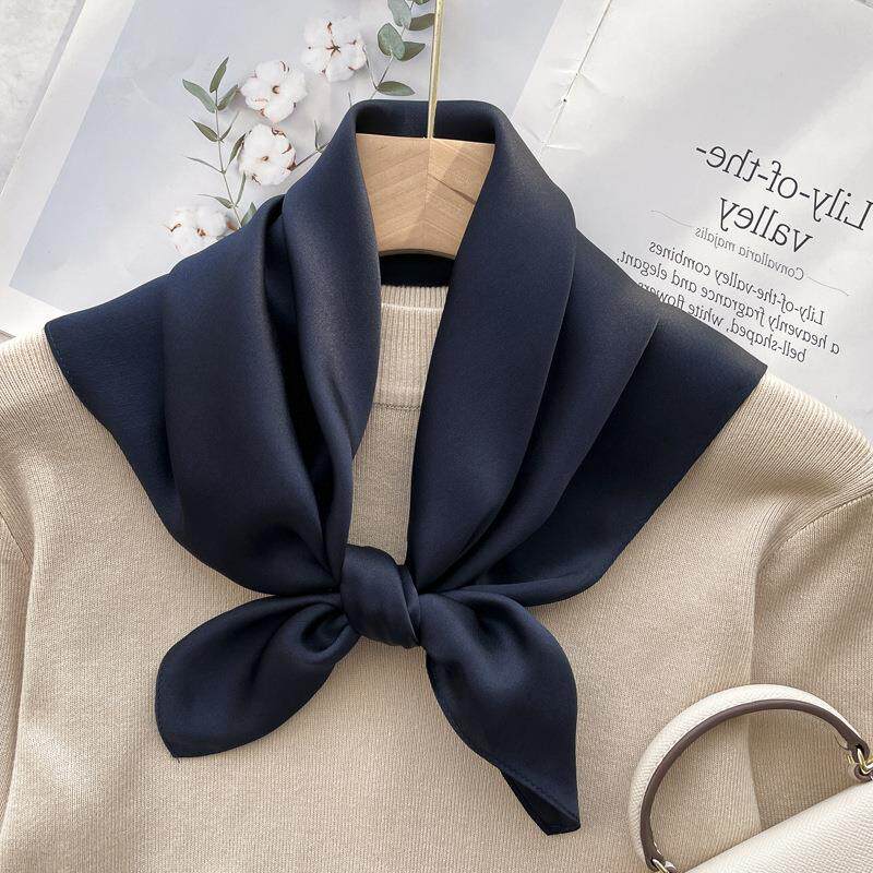 目窕100%桑蚕丝纯色高级感黑色围巾搭配衬衫真丝丝巾夏季薄款方巾
