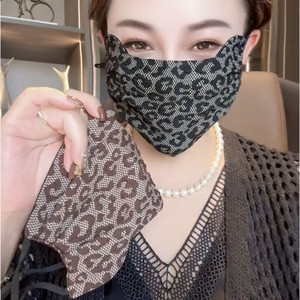 秋冬新款防风防尘防晒口罩透气豹纹呼吸立体韩版加大眼角时尚面罩