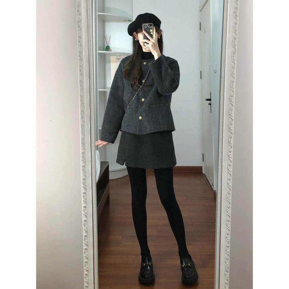 韩系赫本风灰色小香风呢子大衣女秋冬季小个子单排扣短款毛呢外套,运动/瑜伽/健身/球迷用品,广场舞套装,淘宝优惠券,粉丝福利购,淘宝优惠卷