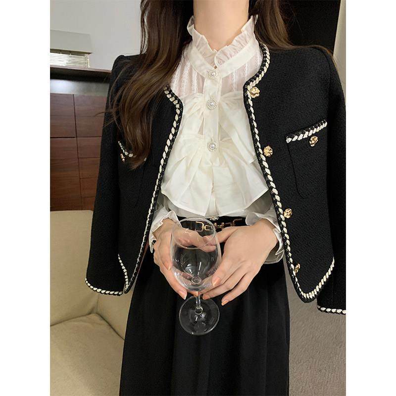 法式黑色小香风外套女春秋季2025新款高级感夹棉加厚短款气质名媛,运动/瑜伽/健身/球迷用品,广场舞套装,淘宝优惠券,粉丝福利购,淘宝优惠卷