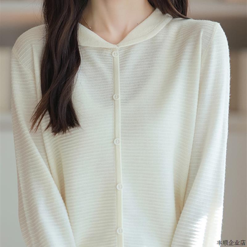 娃娃领针织精纺羊毛衫女简约韩版羊绒毛衣宽松通勤设计感纯色上衣