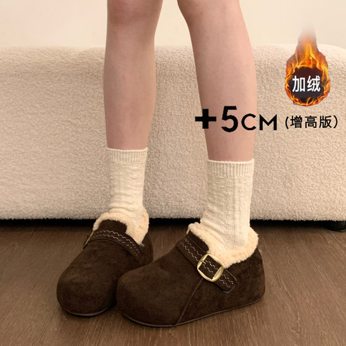 巨好看厚底内增高加绒保暖勃肯鞋女鞋2025新款冬季雪地靴棉1215r