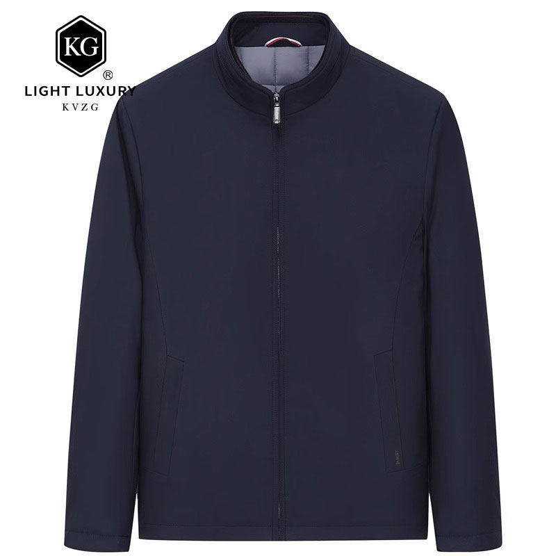 2025春季新款夹棉棉衣男中年商务休闲立领红色外套爸爸厚款夹克