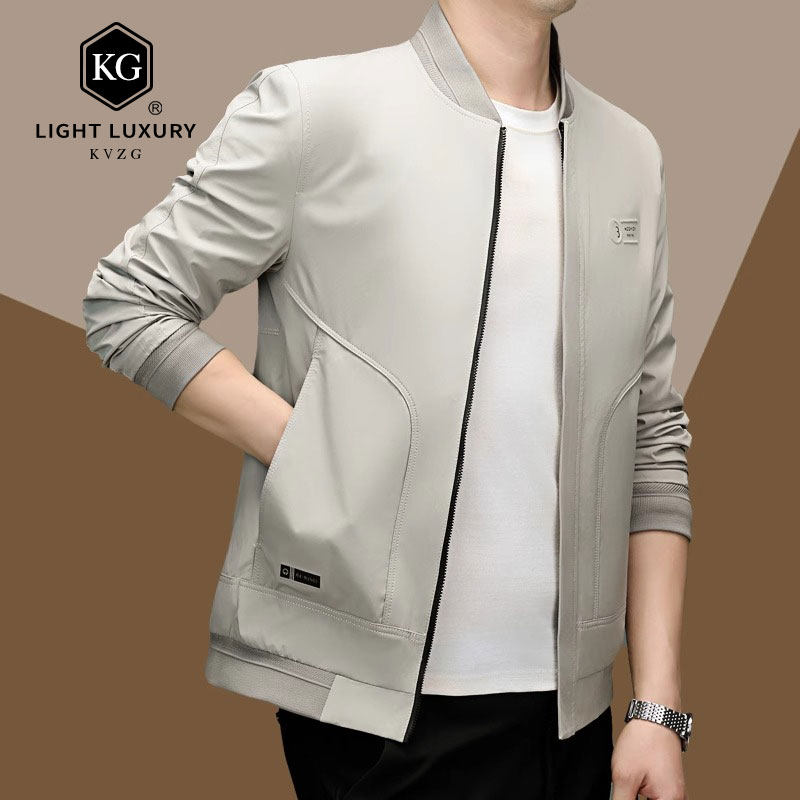 2025春季新款时尚轻奢休闲百搭夹克男短款高尔夫棒球领外套男