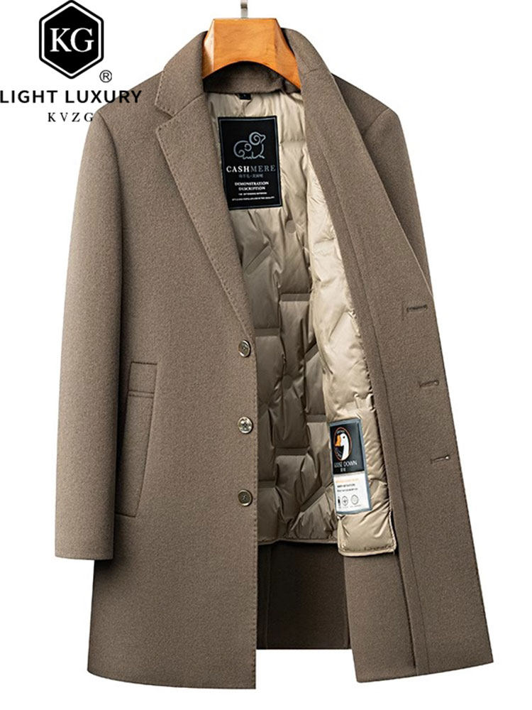 鄂尔多斯市毛呢大衣男款冬季时尚轻奢外套中长款羊毛呢子风衣加绒