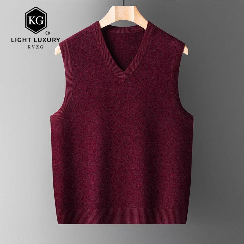 2025春季新款时尚轻奢背心男坎肩V领爸爸装中老年人马甲针织衫