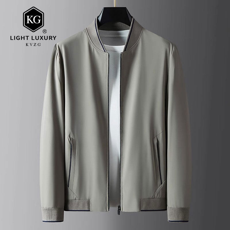 2025春季新款时尚轻奢商务夹克男棒球服中年男士上衣爸爸休闲外套