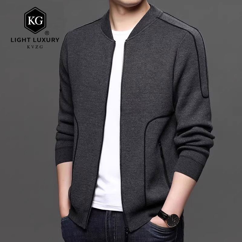 2025春季轻奢开衫外套 男士商务风薄款夹克 显瘦休闲拉链外套