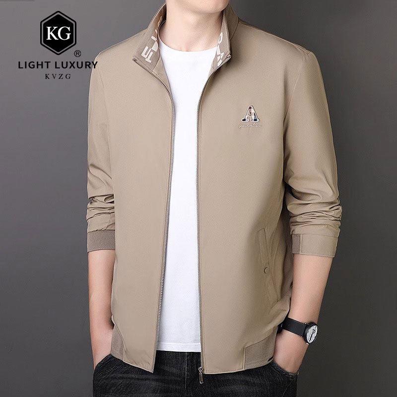 2025春季新款夹克男立领休闲轻奢薄款商务中年时尚外套爸爸装上衣