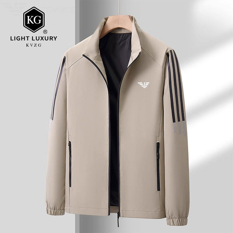 2025春季新款时尚轻奢外套男款商务休闲百搭立领男装夹克衫中年