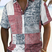 button sleeved Men short patchwork 纽扣短袖 shirt 衬衫 男