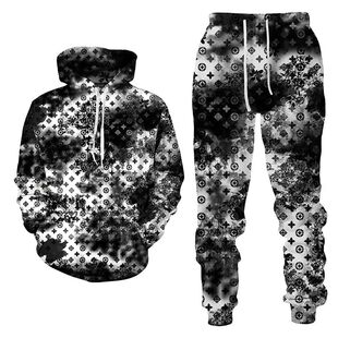 Printed casual sweater pullover for men印花休闲卫衣套头衫男