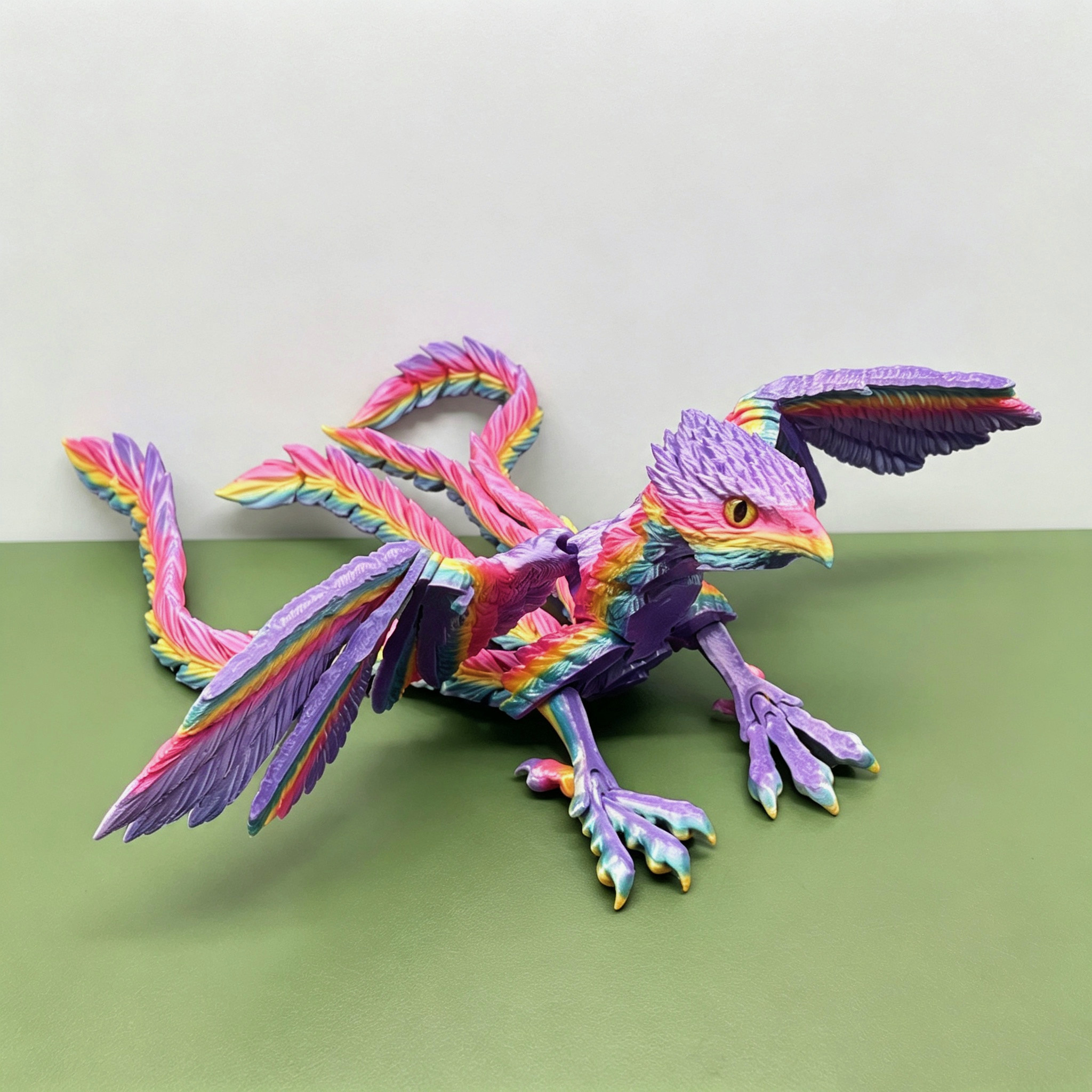 3D打印七彩凤凰神鸟全关节摆件