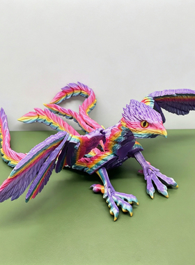 3D打印七彩凤凰神鸟全关节摆件