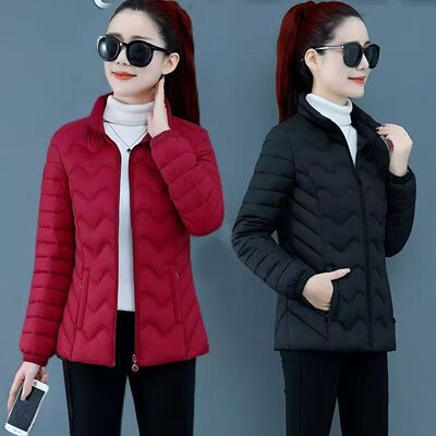 2025新款女修身立领轻薄棉服