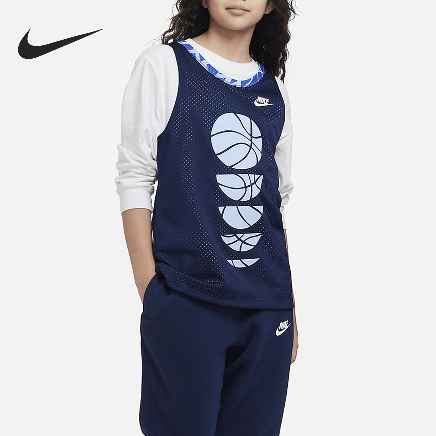Nike/耐克正品当季新款透气大童运动双面穿球衣DX5515-410