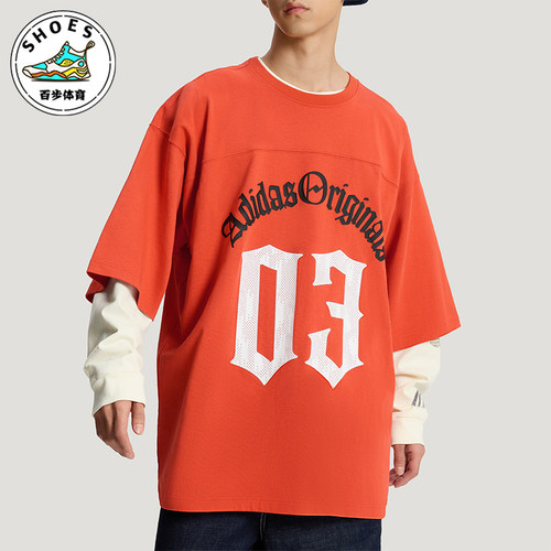Adidas/阿迪达斯正品三叶草男士亲肤宽松个性时尚印花T恤KR0407