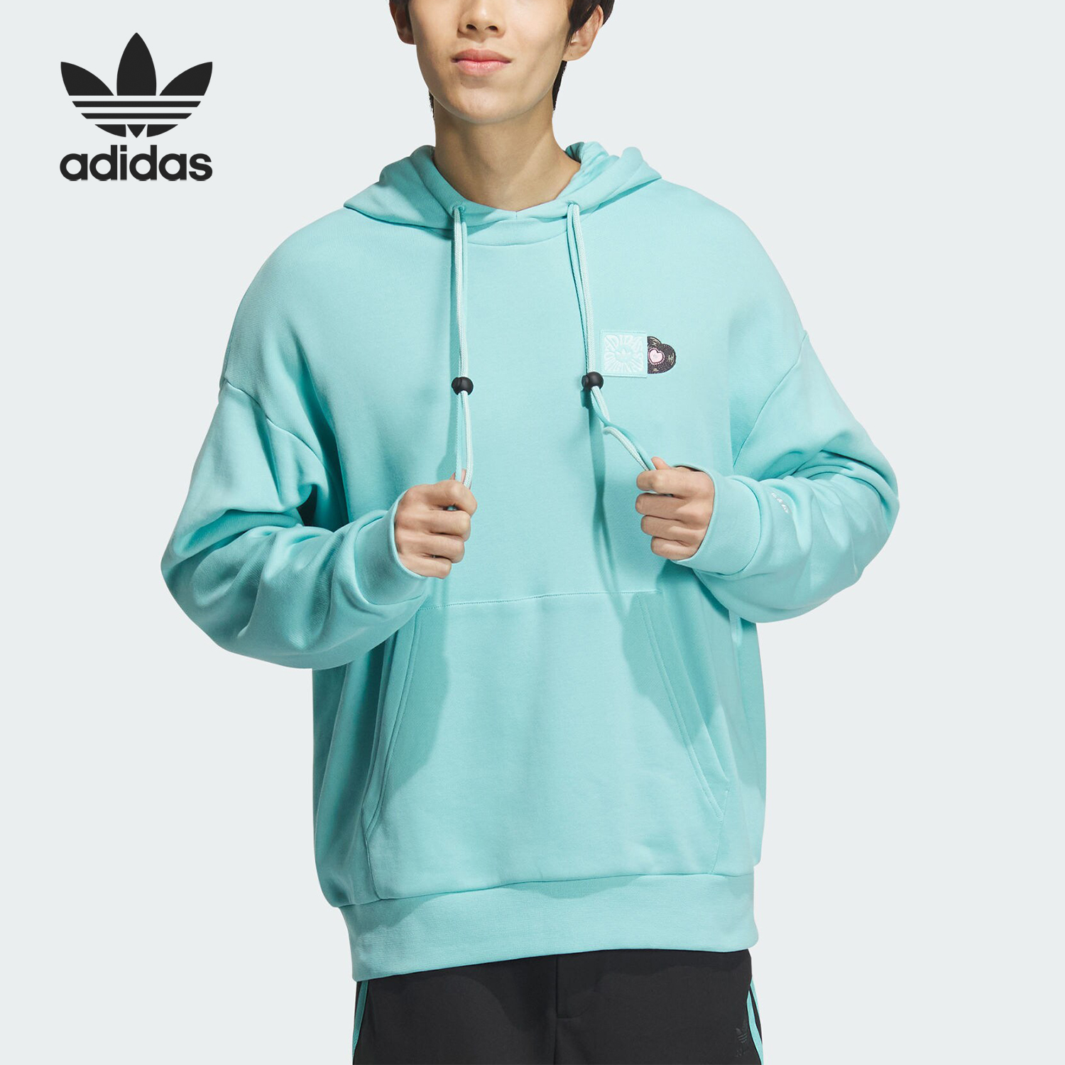 Adidas/阿迪达斯正品新款情侣款印花休闲连帽套头卫衣JE3475